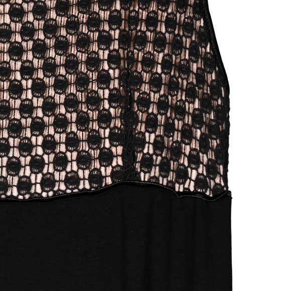 BCBG MaxAzria Women's Dress Black Beige Stretch Sleeveless Midi Fit Flare Size L - Picture 8 of 9